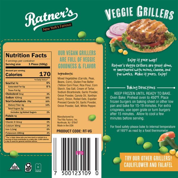 Veggie Griller Nutritional Info