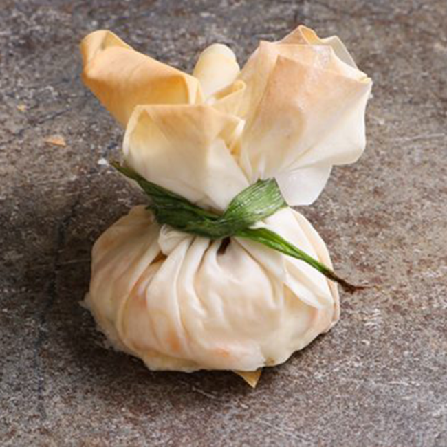 Triple Cheese Fillo Purses with Bacon Featured Image