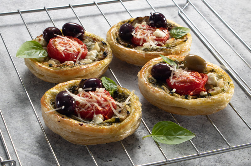 Puff Pastry Tarts - Vegetarian- with Roasted Tomatos and Pesto